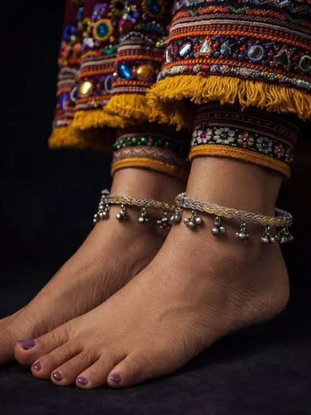✨ Vintage Boho Silver Tone Bell Charm Bracelet / Anklet ✨